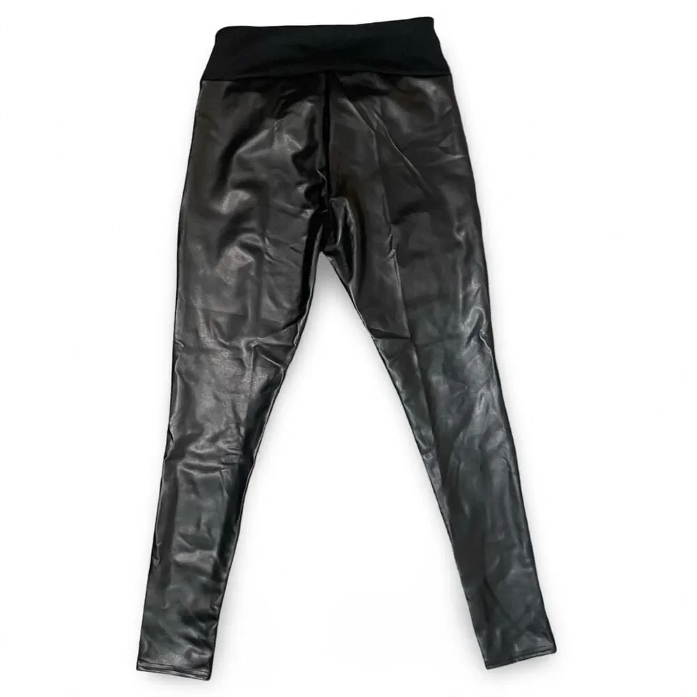 ASSETS BY SPANX All Over Faux Leather Leggings, Shaping Waistband, Size XL - Picture 6 of 9